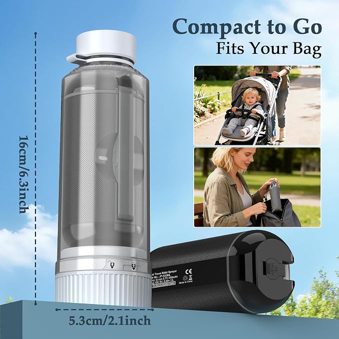 Portable Bidet for Travel, Rechargeable Waterproof Sprayer, Black | Portable Rechargeable Travel Bidet Sprayer Fits Various Water Bottles, Waterproof High Pressure Handheld for Personal Hygiene - Image 7