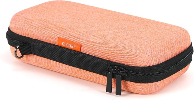 Small Carrying Case, Travel Case, Electronic Accessories Organizer | for Sandisk, Samsung SSD, Earbuds, Cable, Hard Disk, MP3 Player，Portable Storage Pouch Bag , Shockproof,Light-Orange by GLCON