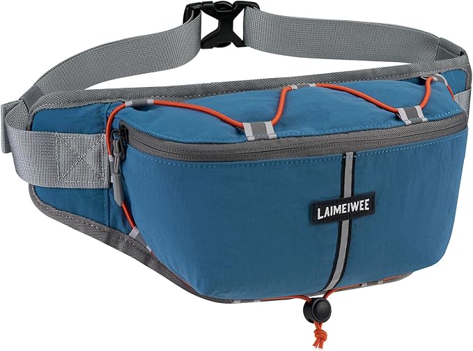 Fanny Pack for Women Men, Water-Resistant Travel Waist Pack with RFID Blocking, Wide Opening Crossbody Belt Bag for Phone, Passport, Small Hip Pack for Running, Hiking, Workout（Blue） by LighttoGoFreetoRoam