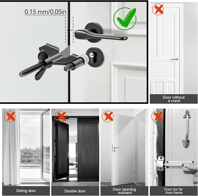 AceMining Portable Door Lock, Hotel Travel Door Lock Security for Home | Hotel Safety Device for Door Security, Portable Lock for Hotel Room, Apartment, College Dorm and Travel - Image 7