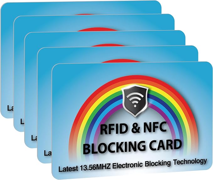 SaiTech IT 5 Pack RFID Blocking Card Protect Your Entire Wallet, Purse | Protect Cards from NFC Contactless Theft Wallet for Men & Women (Rainbow-Blue) by SaiTechIT