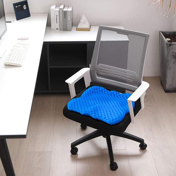 Gel Seat Cushion, Thickened Big Breathable Honeycomb Design Absorbs Pressure Points Gel Cushion with Anti-Slip Cover Seat Cushion for Office Chair Home Car Seat Cushion for Wheelchair - Image 3