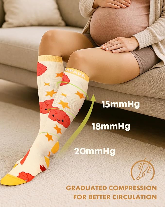 Thick Soft Cotton Compression Socks | 2 Pairs 15-20mmHg Cushioned Soft Breathable Comfortable Knee High Compression Socks for Women Men, Pregnancy Travel Nurse - Image 5