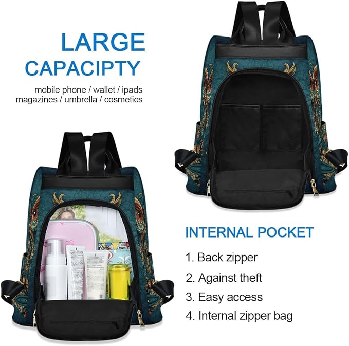 ALAZA Owl Print Ethnic Backpack Purse for Women Anti Theft Fashion Back Pack Shoulder Bag - Image 5