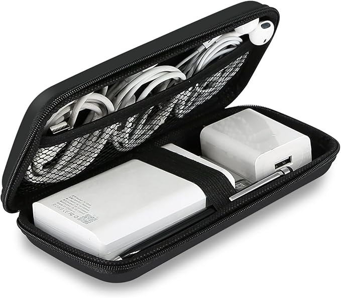 iMangoo Travel Essential Electronics Organizer Charger Case Carrying Pouch | 6.5x3.2x1" Power Bank Tech Accessories Protective Storage Shockproof Portable Purse Men Women School Office Trips Must Have by iMangoo