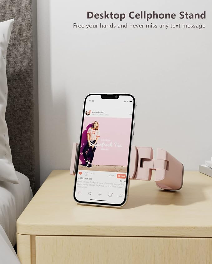 2PCS Airplane Phone Holder Mount, Plane Travel Essentials, Black & Pink | Universal Hands-free Phone Holer with 360° Rotation for Flying, Accessory Travel Must Haves Phone Stand for Desk, Tray Table - Image 4