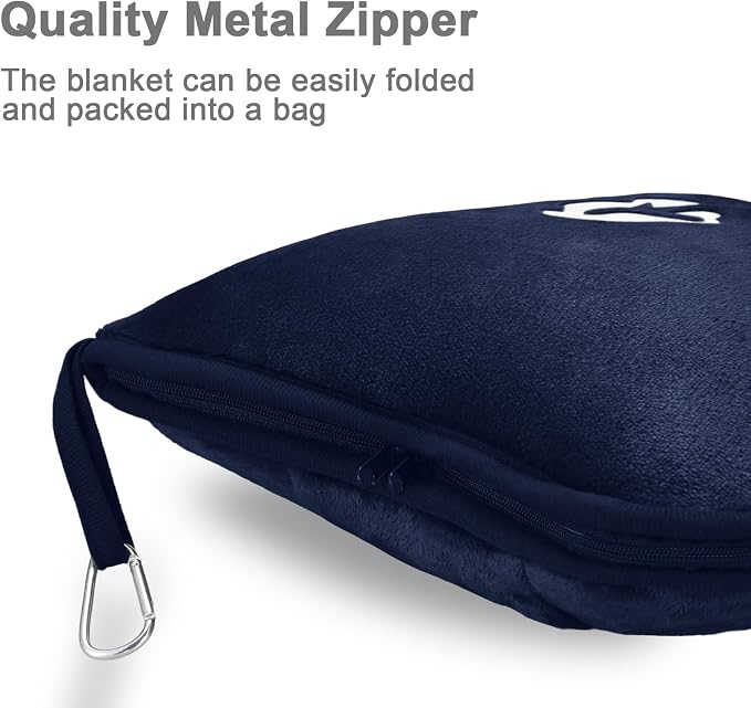 Travel Blanket and Pillow Compact, Premium Soft 2 in 1 Airplane Blanket with Soft Bag Pillowcase，Hand Luggage Sleeve and Backpack Clip (Navy) - Image 4
