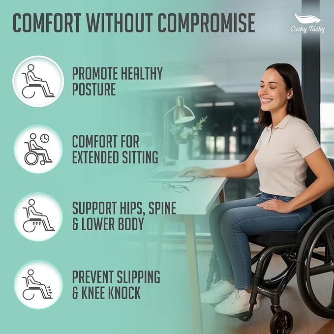 Premium Foldable Wheelchair Cushion - for Relief of Lower Back, Sciatic, Butt and Tailbone Pain - for Home & Office Use, Perfect for Travel or Driving - Black Coccyx Seat Cushion - Image 5