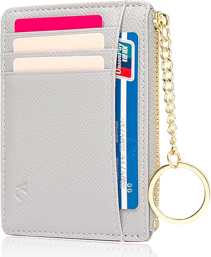 Valentoria Slim RFID Blocking Card Holder Small Pocket Wallet Keychian Zipper Coin Purse Mini Cash & Coin & Cards Case for Women Men | Slim - Image 4
