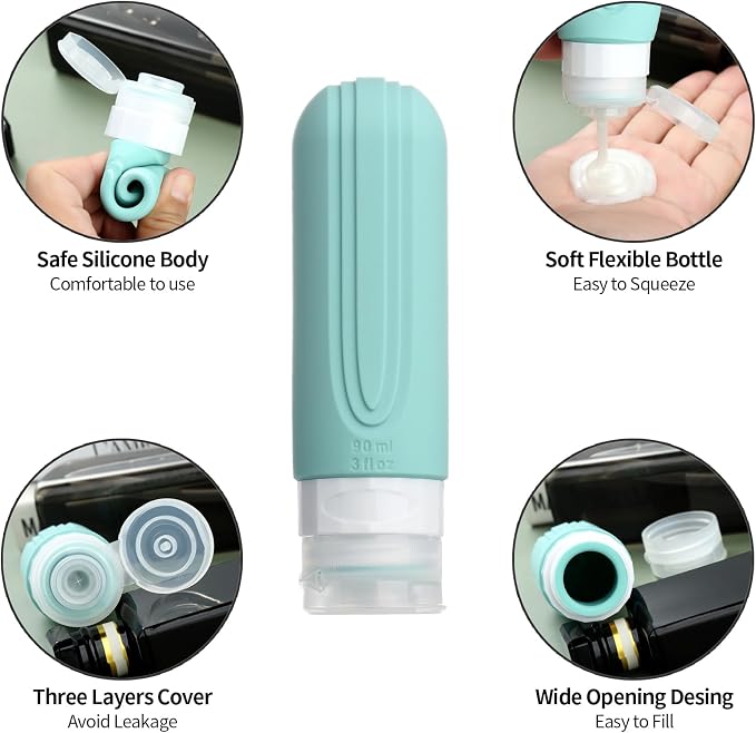 Mrsdry 16 Pack Travel Bottles for Toiletries, Oversize 6oz Silicone Travel Containers, Leak Proof Refillable Liquid Shampoo And Conditioner Travel Essentials - Image 4