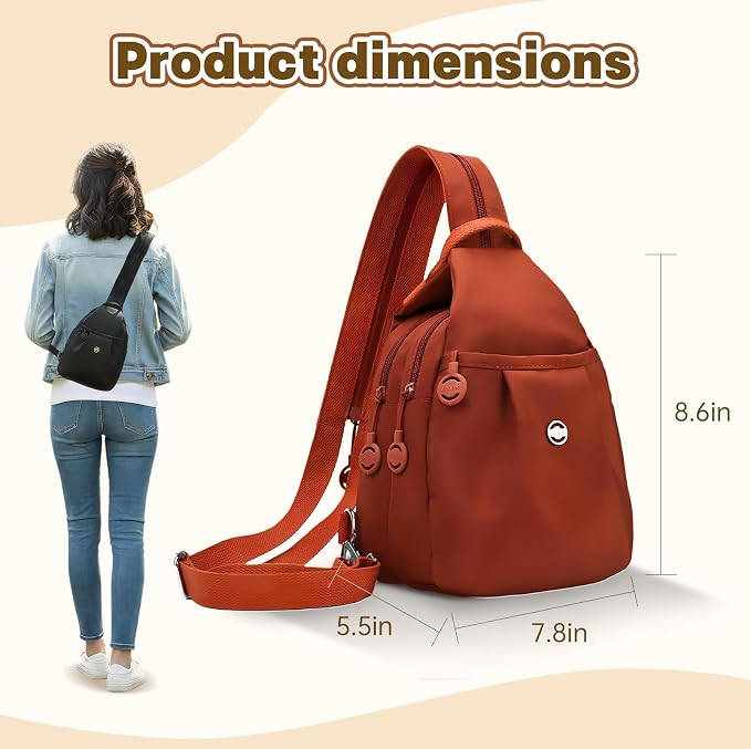 Waterproof 2-Way Mini Commuter Bag, Multi-Compartment Oxford Small Backpack, For Women, Collegeman, Commuter, Travel with Anti-Theft,Three in One Multifunctional Convertible Design (Orange) - Image 4