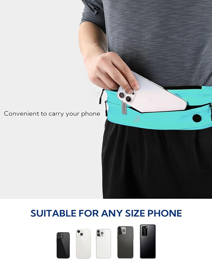 WATERFLY Running Belt Fanny Pack:Phone Holder Belt for Men Women | Lightweight, Soft and breathable fabric,SBS zipper, adjustable waist belt, Zero bounce, Suitable for running workout Fitness - Image 3