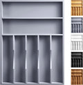 Kitchen Bamboo Silverware Organizer, Kitchen Drawer Organizer - Utensil Holder and Cutlery Tray with Grooved Drawer Dividers for Flatware 7 Slot, Grey by oridom