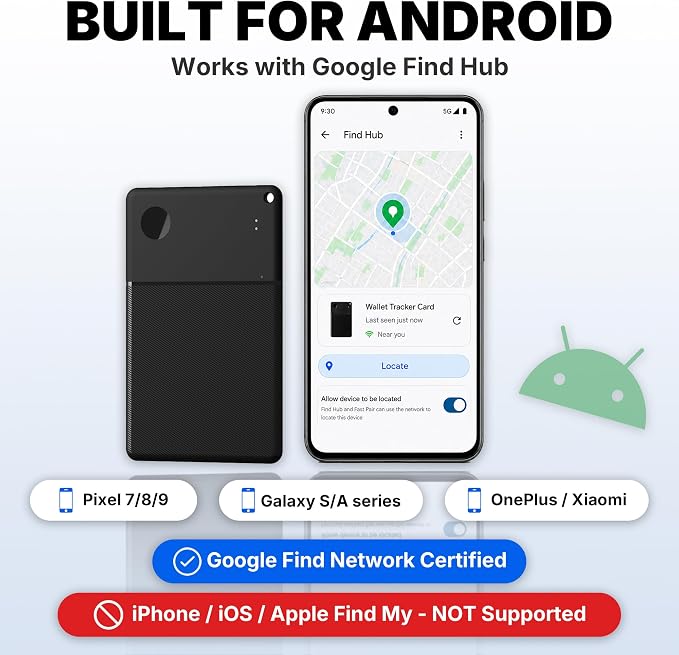 Wallet Tracker Card for Android, Ultra Thin 2.5mm Bluetooth Card Tracker, 5 Year Battery, Loud 115dB Locator for Wallet, Passport, Luggage, Works with Google Find Hub (Android Only) - Image 2