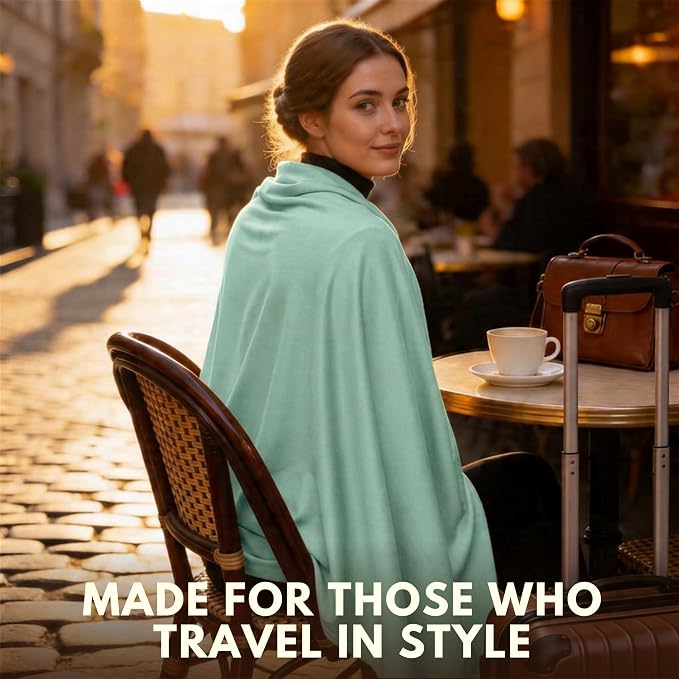 16-in-1 Compact Travel Blanket with Bag – Reversible, Ultra Soft Bamboo Airplane Blanket with Hidden Pocket – Packable for Flights & Travel Essentials (Semi-Weighted, Double Layer) - Image 8