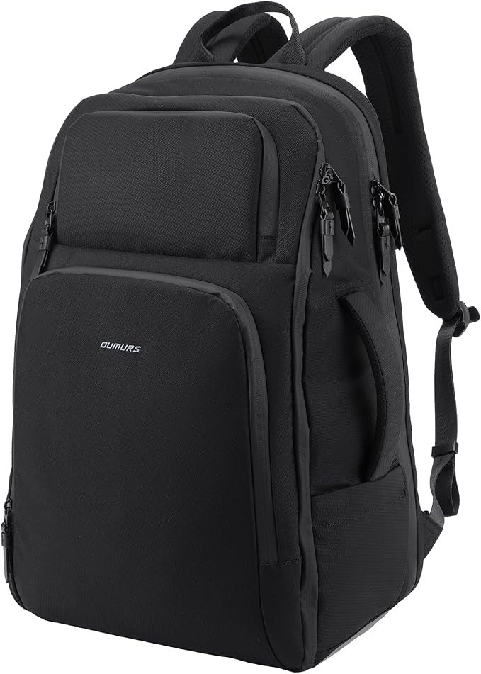 Oumurs Motorcycle Helmet Backpack for Long Travel with 30-40L Expandable Large Capacity Laptop Backpack Water-resistant Black 600D Polyester by OUMURS