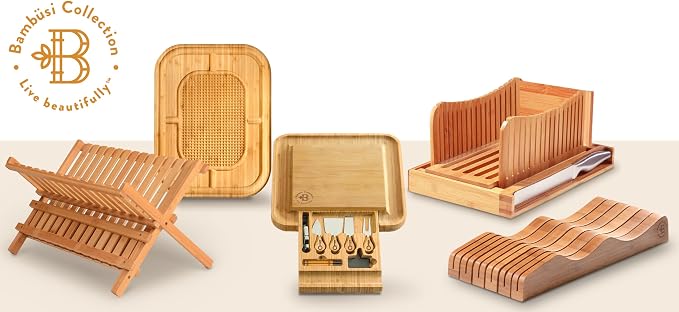 Bambüsi Collapsible Dish Drying Rack, Foldable Kitchen Counter Dish Drainer | Dish Rack Folds Flat, Space-Saving Bamboo Strainer, No Assembly, Holds Plates Cups Bowls Mugs Utensils, for Home, RV, Dorm - Image 9