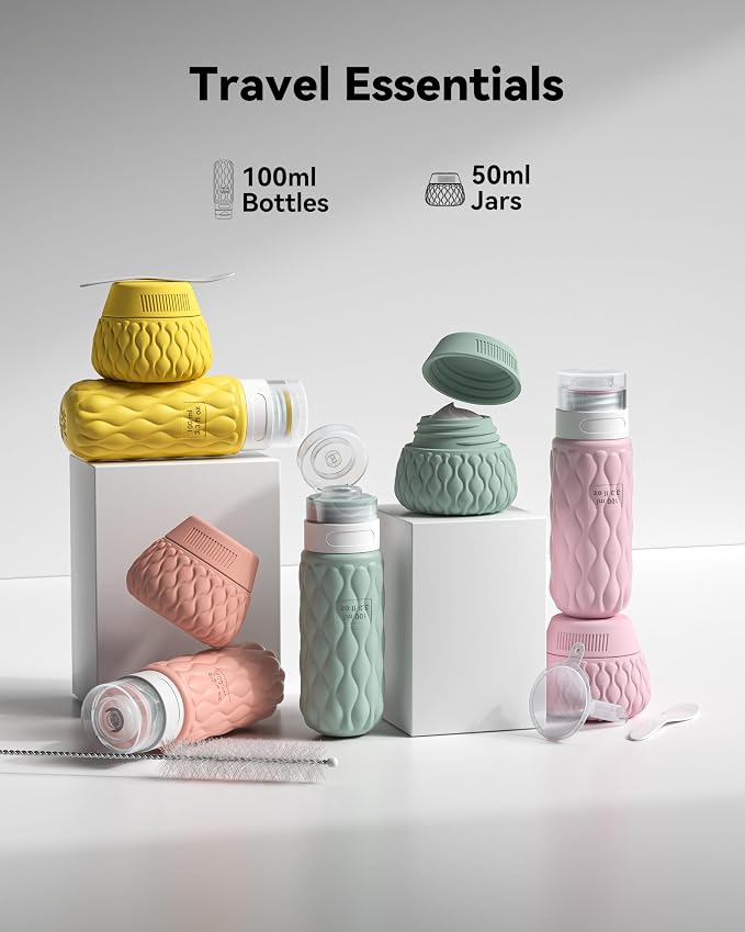 Travel Bottles for Toiletries Silicone Travel Size Containers 3.4oz 1.7oz | Travel Essentials TSA Approved Leakproof Refillable Squeeze Bottles with Labels/Clear Bag for Shampoo, Conditioner, Creams - Image 2