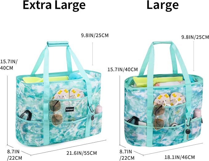 KABAQOO Mesh Beach Bag, Extra Large Beach Bags with 9 Pockets & Zipper Waterproof Lightweight Beach Tote for Beach/Pool Trip - Image 5
