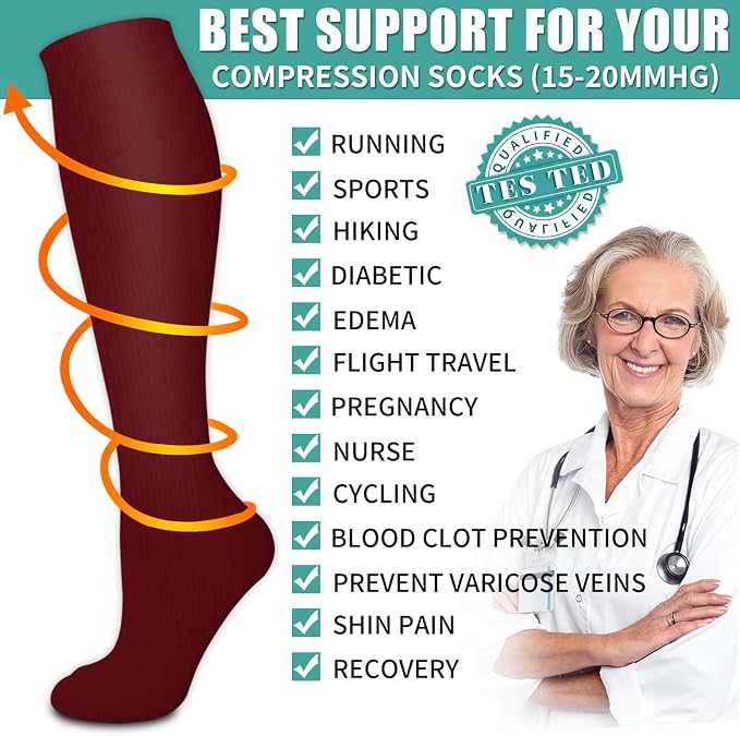 3 Pack Medical Compression Sock-Compression Sock For Women and Men Circulation -Best for Running,Nursing,Athletic Sports - Image 5