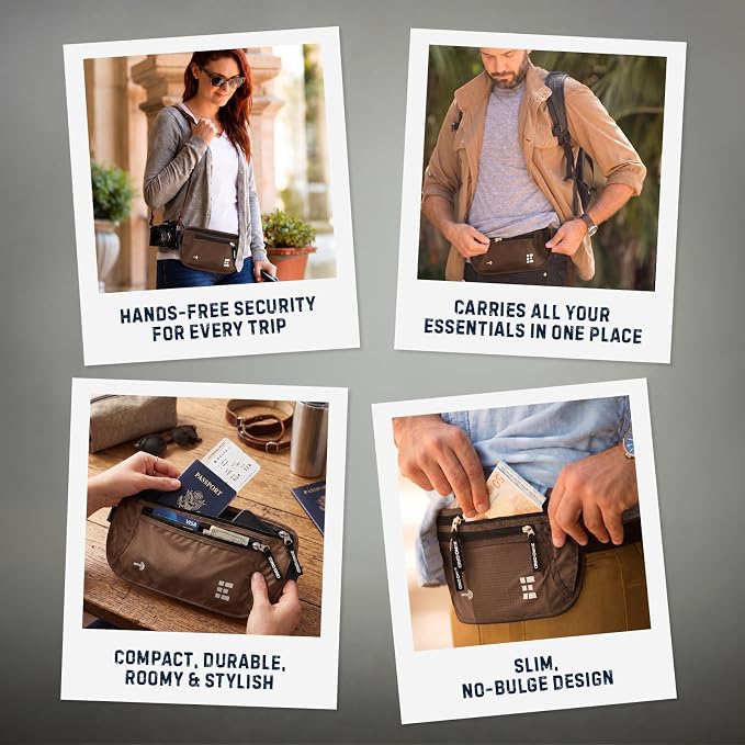 Money Belt for Secure Travel - RFID Blocking Slim Passport Holder - Hidden Waist Pouch for Cash, Credit Cards, Documents - Concealable Under Clothes, Water-Resistant Slim Fanny Pack for Men and Women - Image 3