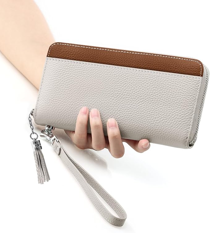Moflycom Womens Wallet RFID Blocking Genuine Leather Zip Around Wallet Clutch Wristlet Travel Long Purse for Women - Image 5