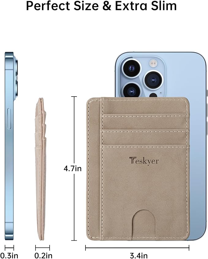 Teskyer Slim Minimalist Wallet for Men, RFID Front Pocket Card Holder | Ultra Slim Front Pocket Design, 8 Card Slots, RFID Protection, Smooth Faux Leather for Everyday Carry - Image 6
