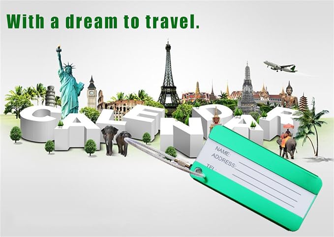 8 Pack Aluminium Metal Travel Luggage Tags Suitcase Card Holder Baggage Name Address ID Bag Label with Key Ring - Image 8
