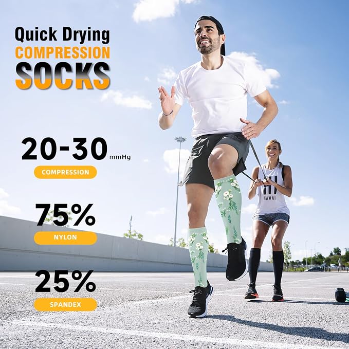 cerpite Compression Socks for Women & Men 6 Pairs Knee High Compression Socks 20-30 mmhg Best for Running,Nurse,Travel - Image 2