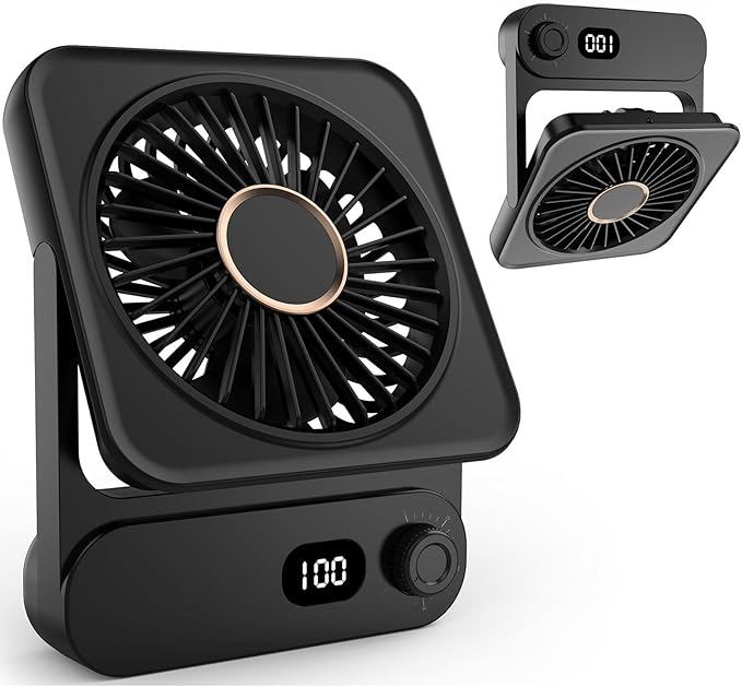 Magnetic Cruise Desk Mini Fan, 4000mAh Ultra-Slim Travel Fan Rechargeable, 0-100 Speeds, 150° Adjustable Portable Fan for Ship Cabin, Bedroom Sleeping, Camping, Travel & Cruise Essentials 2026, Black by ARefreshingSummer