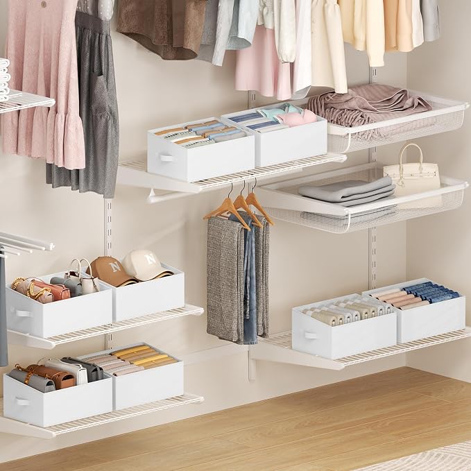 DIMJ Closet Storage Bins 6 Pack - Fabric Storage Baskets for Shelves, Large Clothes Organizers with Handles, Trapezoid Shelf Organization Storage Cubes for Purse, Toys, Books, Towel, Clothes - Image 5