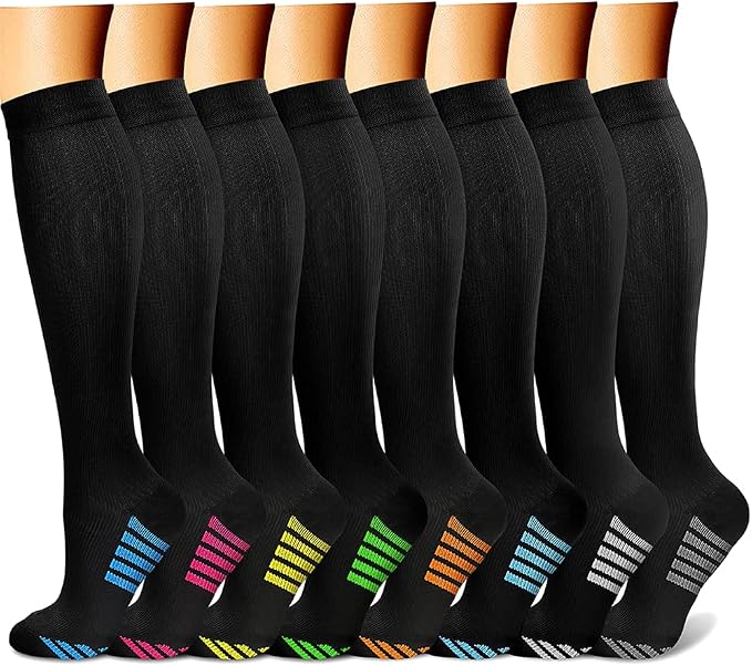 CHARMKING Compression Socks for Women & Men Circulation (8 Pairs) 15-20 mmHg Best Calf Socks Support for Athletic Cycling by CHARMKING