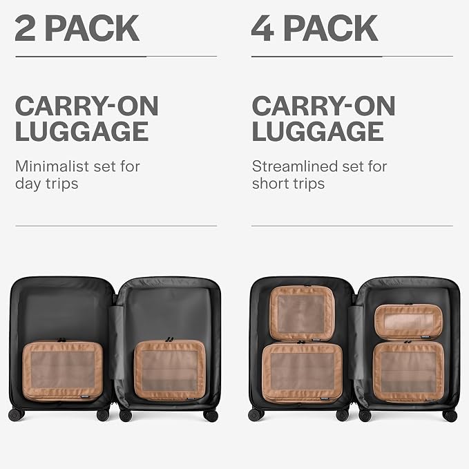 Compression Packing Cubes for Travel, 2-Pack, Mocha | Solves overpacking, 2-Piece set fits most carry-ons, 50% Space savings, Compression luggage organizer bags - Image 4