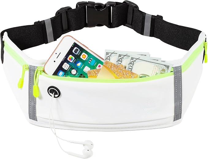 Running Belt Slim Fanny Pack Jogging Pouch Phone Holder Waist Pack - White by Unknown