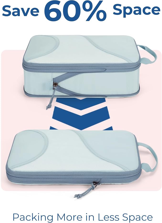 Bagsmart Compression Packing Cubes, Travel Bag Cruise Ship Essentials | Lightweight, Compressible Suitcase Organizer Set fit Standard Carry-On & Checked Luggage, 6 Set, 14 Set Washable Packing Bags - Image 4