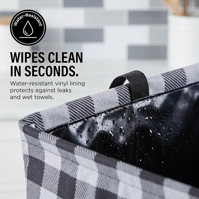 Household Essentials Black and White Plaid Krush Container All-Purpose Utility Tote - Image 3