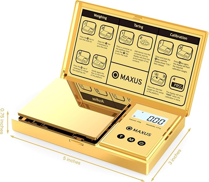 Digital Gram Scale 200g x 0.01g, Gold Pocket Scale for Jewelry, Food | Gold Plated Cover and Platform, Measures Grams and Ounces, Compact Scale for Grains, Gems, Coins and Small Items - Image 6