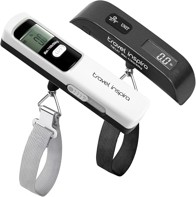 travel inspira Luggage Scale, Travel Essentials, Portable Digital Hanging Baggage Scale for Travel, Suitcase Weight Scale by TravelInspira