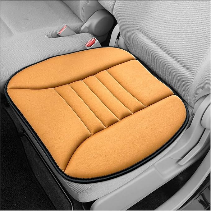 Car Seat Cushion, 1.2" Thick Comfort Memory Foam Auto Seat Pad with Non Slip Bottom, Breathable Driver Seats Pillow Pressure Relief Chair Cushion for Vehicle Office Home (Orange) by Unknown