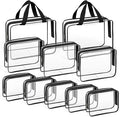 TISRATOK 10 PCS Clear Travel Bags for Toiletries, Clear Makeup Bags （Black） | 3 Size plastic clear bags with zipper handbag, TSA approved cosmetic pouch for travel, swimsuit,toy storage bags by TISRATOK