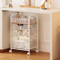 Jakyitvi Makeup Cart Organizer with 3 Drawers, Under Desk Storage Drawers,Floor Skincare & Makeup Organizer, Vanity Storage for Cosmetics, Nail Polish, Perfume, Makeup Brushes, Hair Tools, White by Jakyitvi