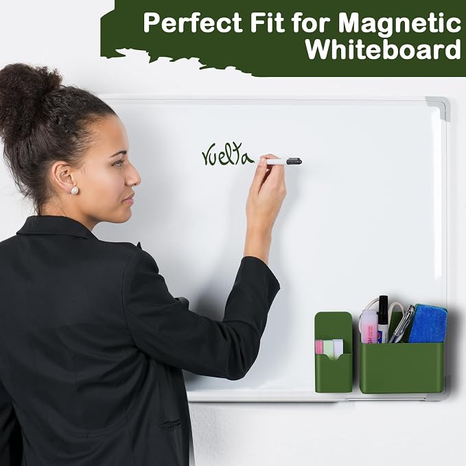 KITANIS Magnetic Pen Holder,2 Pack Magnetic Dry Erase Marker Holder with Generous Compartments,Strong Magnet Storage Marker Pen Pencil Organizer for Refrigerator,Whiteboard,Locker Accessories - Image 5