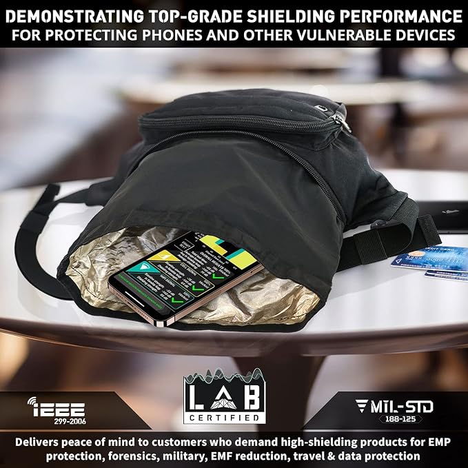 Mission Darkness FreeRoam Faraday Belt Bag // Fanny Pack Travel Sling with RF/EMF Shielding Liner. Signal Blocking Anti-tracking Data Privacy Mobile Device Security. Fits Cell Phones + Accessories - Image 5