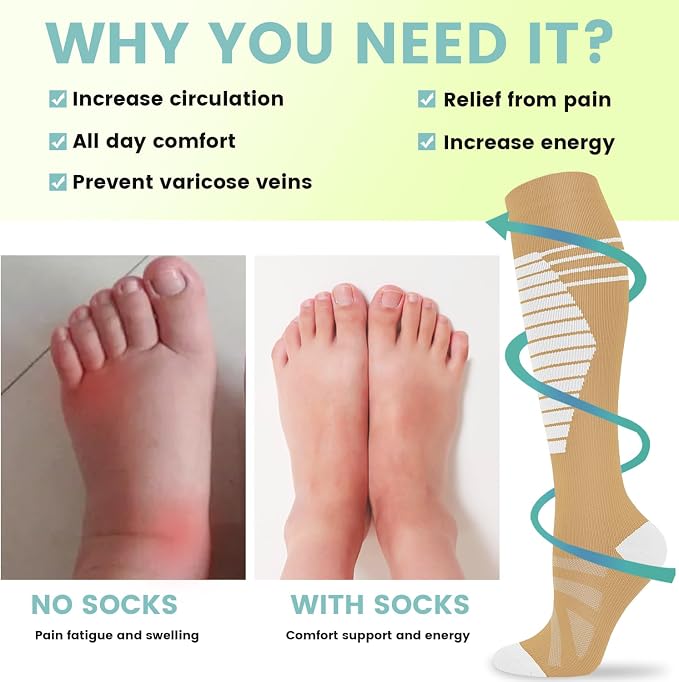 Copper Compression Socks 15-20 mmHg for Men & Women 8 Pairs – Circulation Support for Nurses, Travel, Running, Hiking, Soccer - Image 4