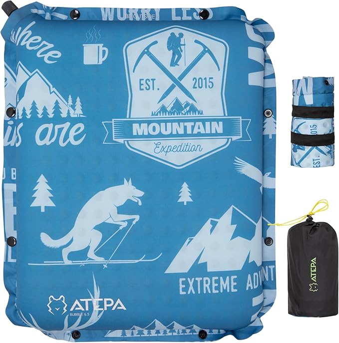 ATEPA Inflatable Seat Cushion | 2" & 2.5" Foam Core Seat Pad, Self Inflating, Compact, Stadium, Airplane, Travel, Camping, Hiking, Sports events by ATEPA