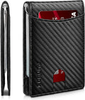 RUNBOX Slim Wallet for Men Genuine Leather RFID Blocking Bifold Minimalist Front Pocket Mens Wallet with Money Clip Thin Gift Box by RUNBOX