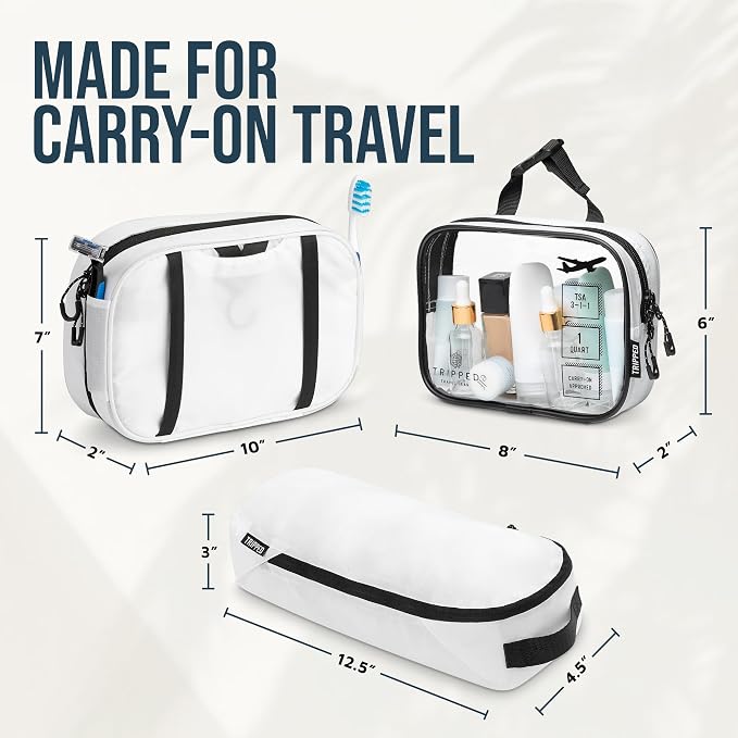 TRIPPED Travel Gear 3-Piece Travel Toiletry Bag Set | Includes Hanging Toiletry Bag, 311 TSA Liquid Bag, and Accessory Organizer Pouch with Lightweight Ripstop Construction - Image 6
