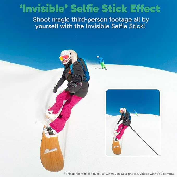AKASO 47.2"/120cm Invisible Selfie Stick Tripod for 360 Action Camera | Compatible with Insta360 X5 X4, DJI Action Osmo 360 Pocket 3, GoPro, AKASO 360/EK7000/EK7000 Pro, Brave 4/7 LE Action Camera - Image 3