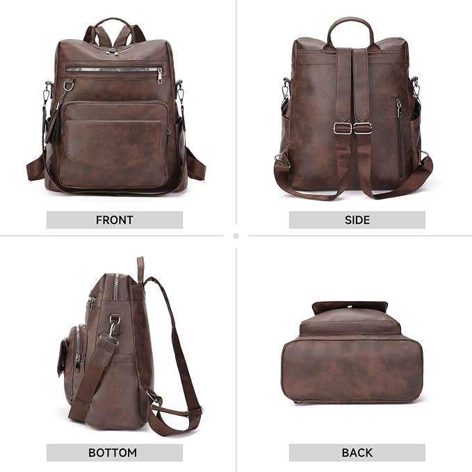 GAEKEAO Backpack Purse for Women PU Leather Anti-theft Backpack Ladies Convertible Large Travel Designer Fashion Shoulder Bag - Image 6