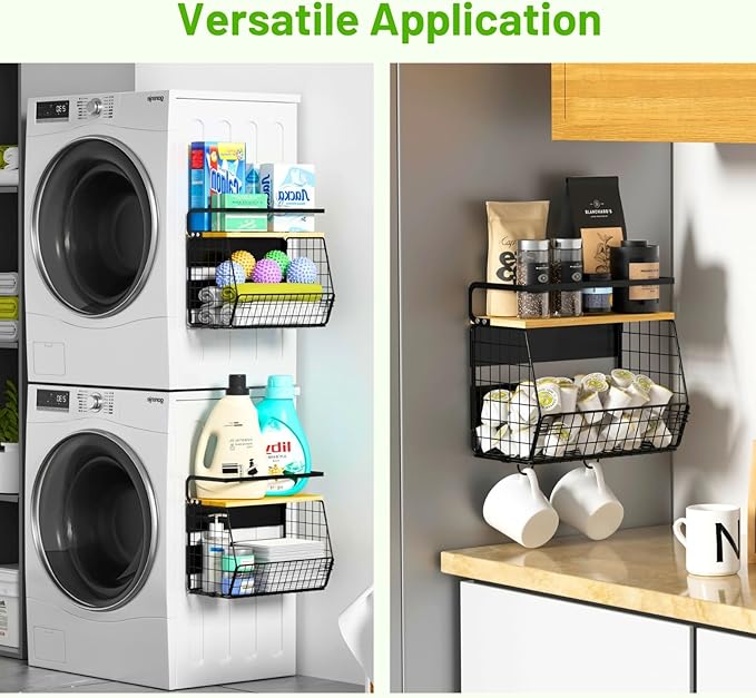 Magnetic Shelf for Fridge with Wood Lid, Fruit Potato and Onion Storage Bins, Pantry Organizers & Storage, Large Container Magnetic Spice Rack for Refrigerator, Kitchen Counter, Cabinet | Strong magnet holds 50lbs, ventilated bin for produce, versatile... - Image 8